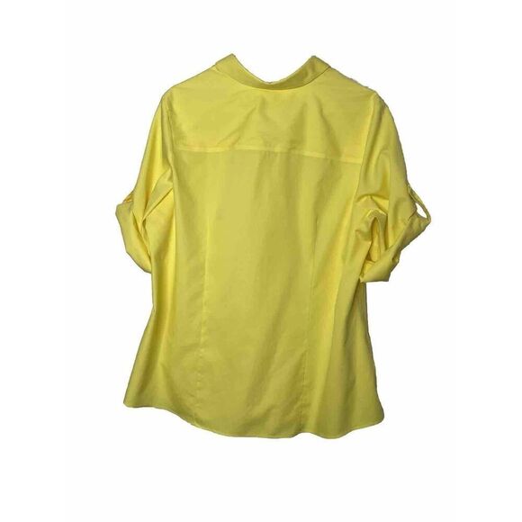 New COLDWATER CREEK 18W 1X Button Up No Iron  Blouse Wrinkle Free Yellow NWT - Picture 2 of 7
